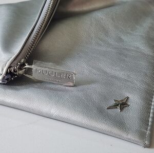 Thierry Mugler Faux Leather Silver Clutch